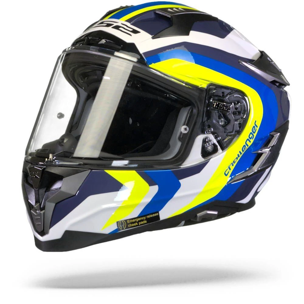LS2 FF327 Challenger Galactic Glans Wit Geel Blauw Integraalhelm 2 LS2 FF327 Challenger Galactic Glans Wit Geel Blauw Integraalhelm - Afbeelding 2
