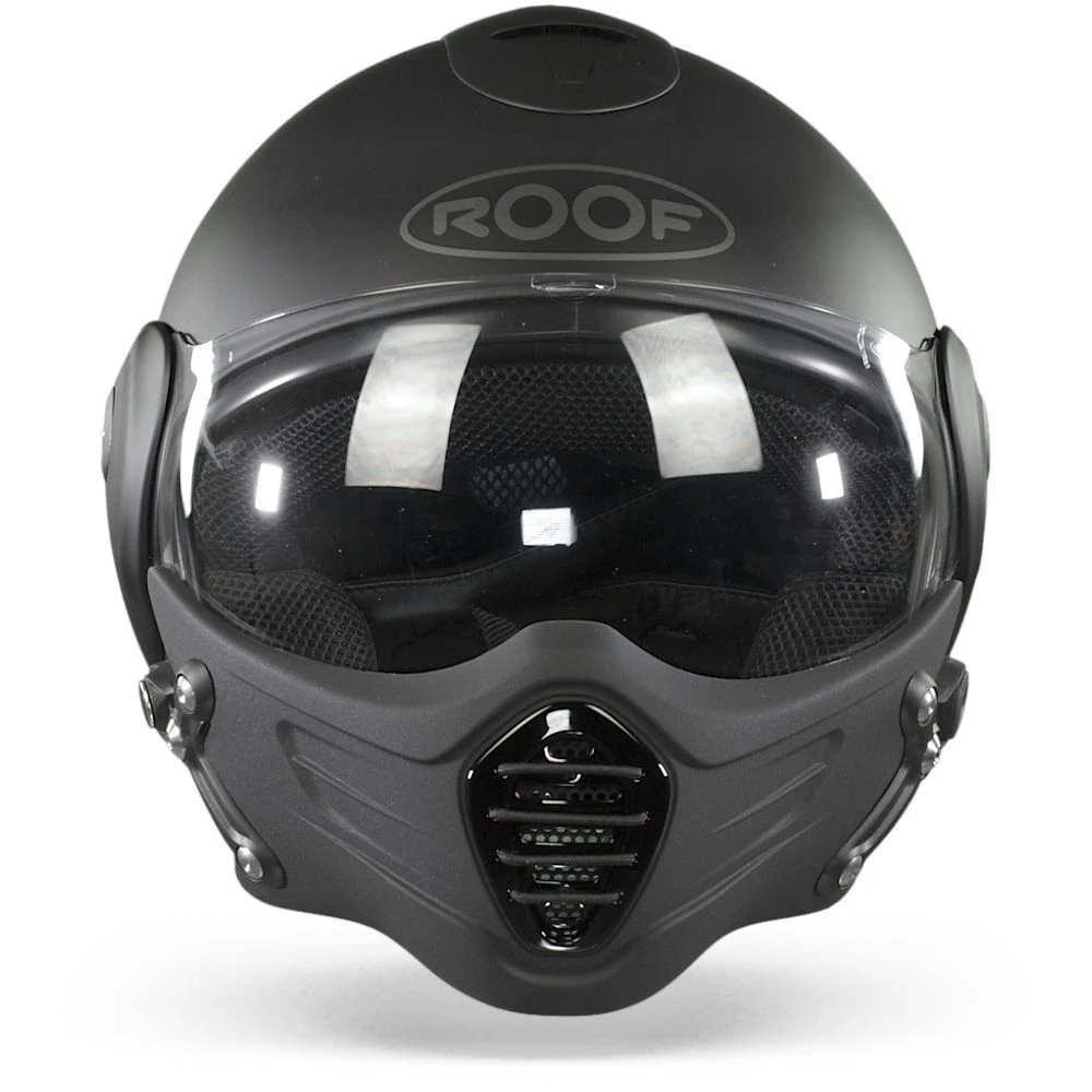 ROOF Roadster Iron Mat Zwart Zwart Jethelm 2 ROOF Roadster Iron Mat Zwart Zwart Jethelm - Afbeelding 2