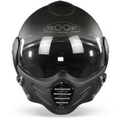 ROOF Roadster Iron Mat Zwart Zilver Jethelm -Motorfiets Uitrusting Winkel Roof roadster iron mat black silver.01