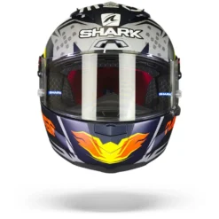 Shark Race-R Pro GP Oliveira Signature Mat Blauw Zilver Wit BSW Integraalhelm -Motorfiets Uitrusting Winkel Shark race r pro gp oliveira signature mat blue silver white bsw.01