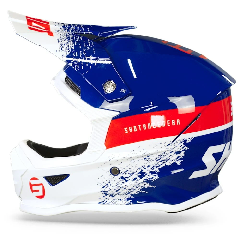 SHOT Furious Kid Roll Navy Wit Rood Glanzend Crosshelm 2 SHOT Furious Kid Roll Navy Wit Rood Glanzend Crosshelm - Afbeelding 2