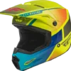 FLY Racing Kinetic Drift Blauw Hi-Vis Charcoal Crosshelm