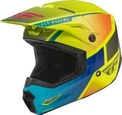 FLY Racing Kinetic Drift Blauw Hi-Vis Charcoal Crosshelm