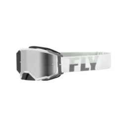 FLY Racing Zone Pro Goggle White Grey W Silver Mirror Smoke Lens