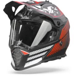 LS2 MX436 Pioneer Evo Saturn Mat Zwart Rood Adventure Helm