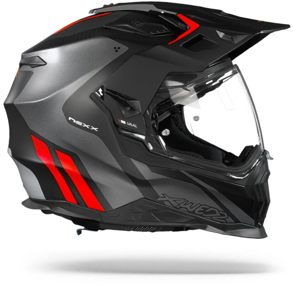 Nexx X.WED2 Vaal Grijs Rood Mat Adventure Helm 2 Nexx X.WED2 Vaal Grijs Rood Mat Adventure Helm - Afbeelding 2
