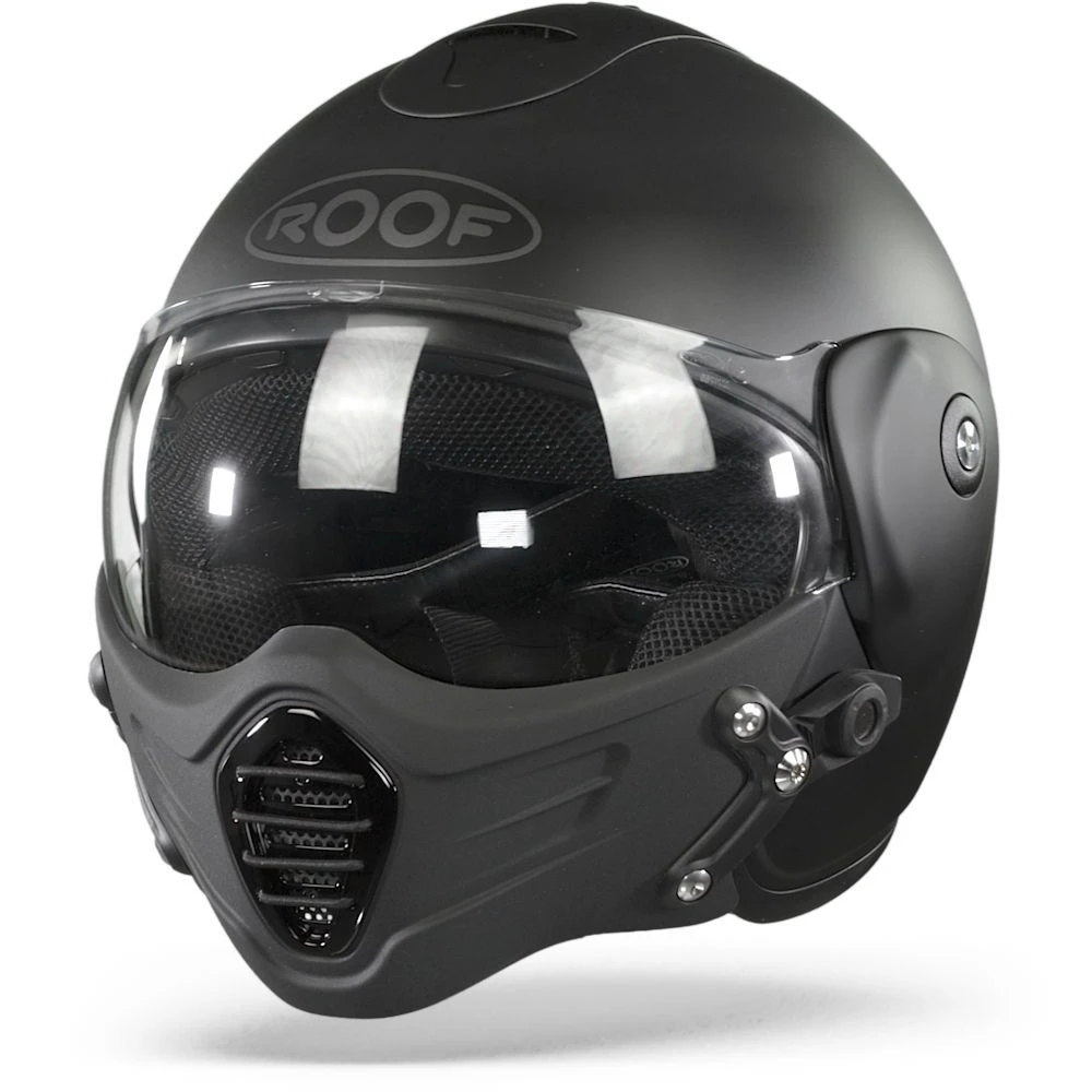 ROOF Roadster Iron Mat Zwart Zwart Jethelm 3 ROOF Roadster Iron Mat Zwart Zwart Jethelm - Afbeelding 3