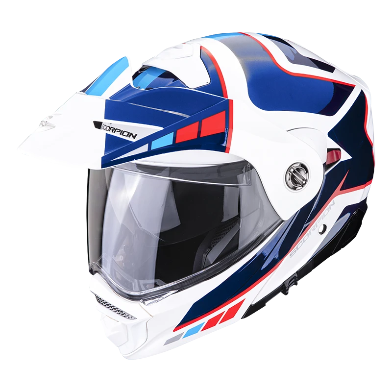 Scorpion ADX-2 Camino Pearl Wit-Blauw-Rood Adventure Helm 2 Scorpion ADX-2 Camino Pearl Wit-Blauw-Rood Adventure Helm - Afbeelding 2