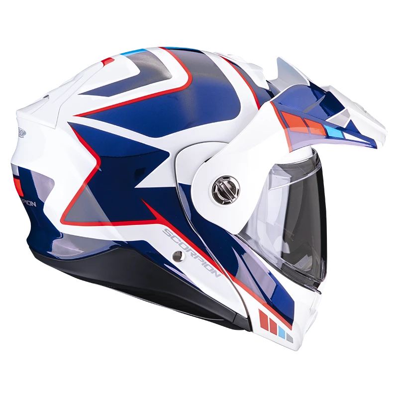 Scorpion ADX-2 Camino Pearl Wit-Blauw-Rood Adventure Helm 3 Scorpion ADX-2 Camino Pearl Wit-Blauw-Rood Adventure Helm - Afbeelding 3