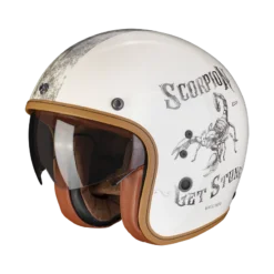 Scorpion Belfast Evo Pique Cream-Zwart Jethelm -Motorfiets Uitrusting Winkel scorpion belfast evo pique cream black