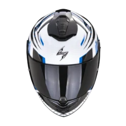 Scorpion Exo-1400 Evo Air Shell Wit-Blauw Integraalhelm -Motorfiets Uitrusting Winkel scorpion exo 1400 evo air shell white blue 1