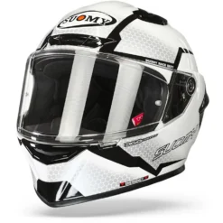 Suomy Track 1 Reaction Wit Zwart Integraalhelm -Motorfiets Uitrusting Winkel suomy track 1 reaction white black frontpage